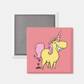 unicorn pink square magnet マグネット (正面/裏面)
