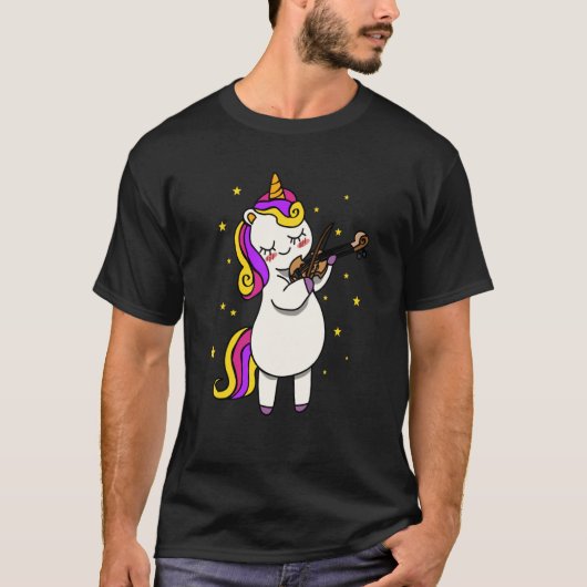 Unicorn Playing Violin Magical Violinist Unicorn Tシャツ (正面)