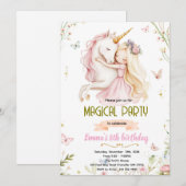 Unicorn Princess Birthday Invitation 招待状 (正面/裏面)