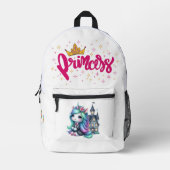 Unicorn Princess Dreamy Fantasy School Supplies 16 プリントバックパック (正面)