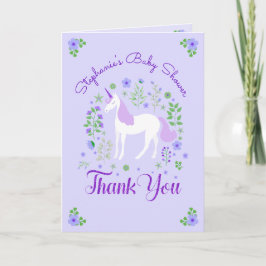 Unicorn Purple パーソナライズされた Baby Showerありがとう サンキューカード