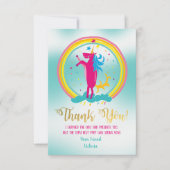 Unicorn rainbowありがとうノートカード 招待状 (正面)