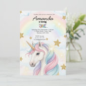 Unicorn Rainbow 1st Birthday Party Invitation 招待状 (スタンド正面)