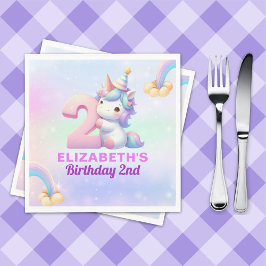 Unicorn Rainbow 2nd Birthday Party for Girls スタンダードランチョンナプキン