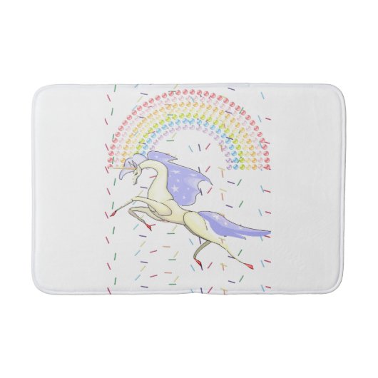 Unicorn, Rainbow Bathroom Bath Mat バスマット (正面)