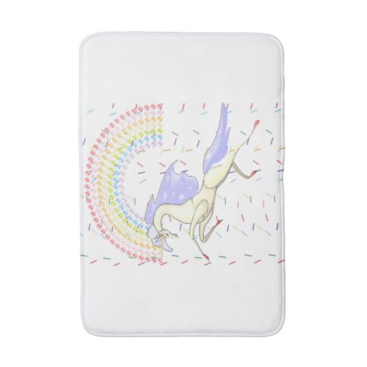 Unicorn, Rainbow Bathroom Bath Mat バスマット (正面縦)