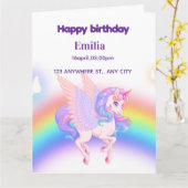 Unicorn Rainbow Birthday Invitation  カード (黄色い花)