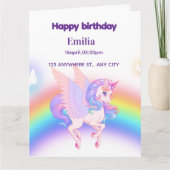 Unicorn Rainbow Birthday Invitation  カード (正面)