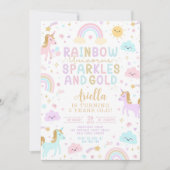 Unicorn Rainbow Birthday Invitation, 3rd Birthday  招待状 (正面)