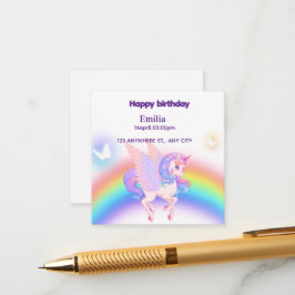 Unicorn Rainbow Birthday Invitation Enclosure Card エンクロージャーカード