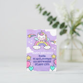 Unicorn Rainbow Birthday Invitation Enclosure Card エンクロージャーカード (スタンド正面)