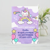 Unicorn Rainbow Birthday Invitation Invitation 招待状 (スタンド正面)