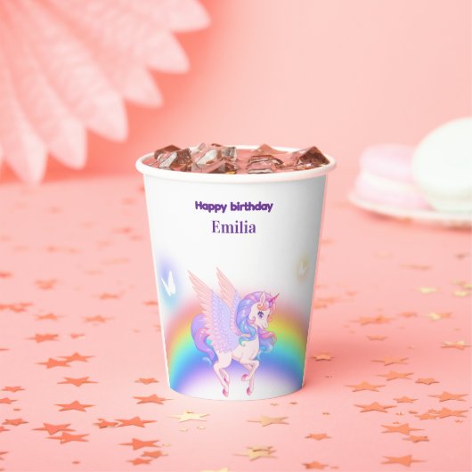 Unicorn Rainbow Birthday Invitation Paper cup 紙コップ (インサイチュ)