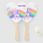 Unicorn Rainbow Birthday Invitation Set of Fans ハンドファン (正面&裏面)