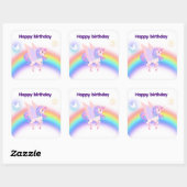 Unicorn Rainbow Birthday Invitation Sticker スクエアシール (シート)