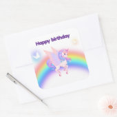 Unicorn Rainbow Birthday Invitation Sticker スクエアシール (封筒)