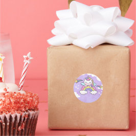 Unicorn Rainbow Birthday Invitation Sticker ラウンドシール