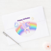 Unicorn Rainbow Birthday Invitation  Sticker ラウンドシール (封筒)