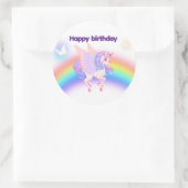 Unicorn Rainbow Birthday Invitation  Sticker ラウンドシール (バッグ)