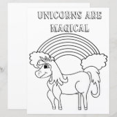Unicorn Rainbow Black and White Coloringページ (正面/裏面)