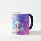 Unicorn Rainbow Castle Mug – Happy Thoughts Gift モーフィングマグカップ (正面右)