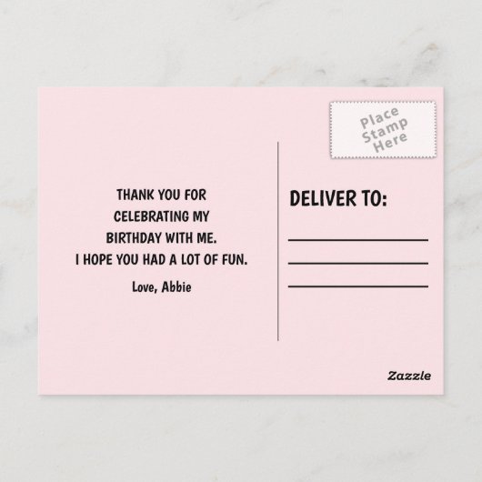 Unicorn Rainbow Child's Photo誕生日ありがとう ポストカード (裏面)