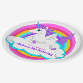 Unicorn Rainbow Clouds Stars Bounce House Gift ペーパープレート (アングル)