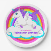 Unicorn Rainbow Clouds Stars Bounce House Gift ペーパープレート (正面)