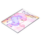Unicorn Rainbow Flamingo Girls Diary Personalized ノートブック (左側)