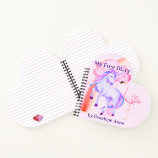 Unicorn Rainbow Flamingo Girls First Custom Diary  ノートブック