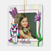 Unicorn、Rainbow、Flower Name and Photo Christmas セラミックオーナメント (左)