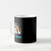 Unicorn Rainbow Happy First Day Of Preschool Back  コーヒーマグカップ (正面左)