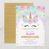 Unicorn Rainbow Magical Birthday Invitation 招待状 (正面/裏面)