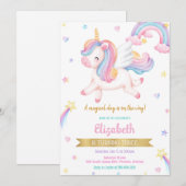 Unicorn Rainbow Magical Birthday Invitation 招待状 (正面/裏面)