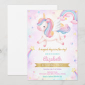 Unicorn Rainbow Magical Birthday Invitation 招待状 (正面/裏面)