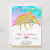Unicorn Rainbow Magical Day Birthday Invitation 招待状 (正面)