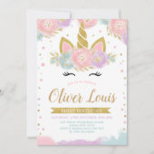 Unicorn Rainbow Magical Day Birthday Invitation 招待状 (正面)