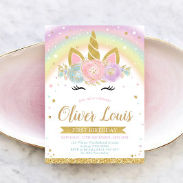 Unicorn Rainbow Magical Day Birthday Invitation 招待状