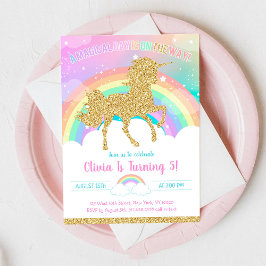 Unicorn Rainbow Magical Day Birthday Invitation 招待状