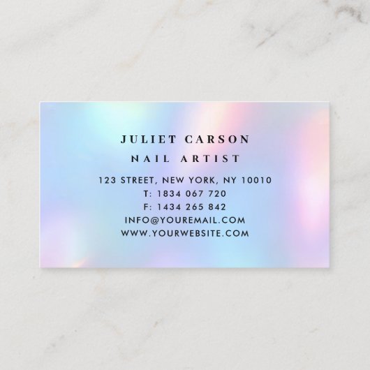 Unicorn Rainbow Pastel Holographic Logo 名刺 (裏面)