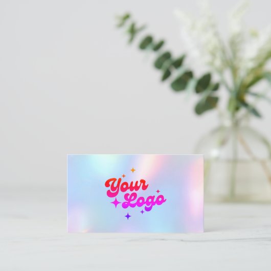 Unicorn Rainbow Pastel Holographic Logo 名刺 (スタンド正面)