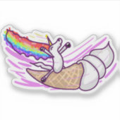 Unicorn Rainbow Riding Ice Cream Cone シール (正面)