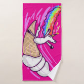 Unicorn Rainbow Riding Ice Cream Cone バスタオル (バスタオル)