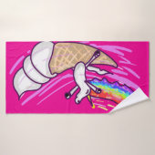 Unicorn Rainbow Riding Ice Cream Cone バスタオル (バスタオル)
