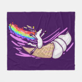 Unicorn Rainbow Riding Ice Cream Cone フリースブランケット (正面(横))