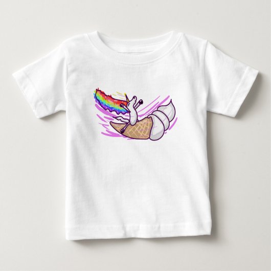 Unicorn Rainbow Riding Ice Cream Cone ベビーTシャツ (正面)