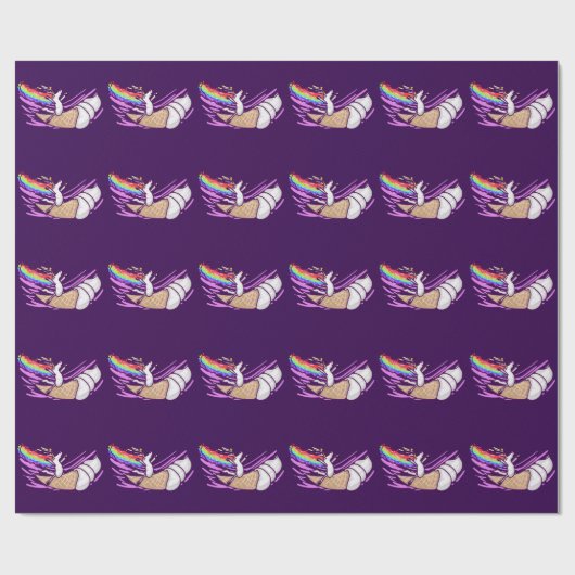 Unicorn Rainbow Riding Ice Cream Cone ラッピングペーパー (フラット)