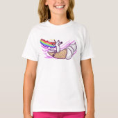 Unicorn Rainbow Riding Ice Cream Cone Tシャツ (正面)
