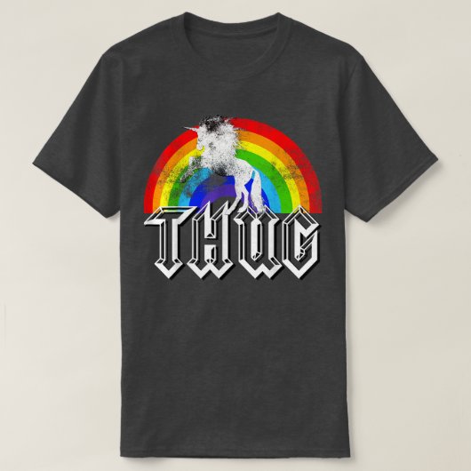 Unicorn Rainbow Thug , Funny distressed Gift Tシャツ (デザイン正面)