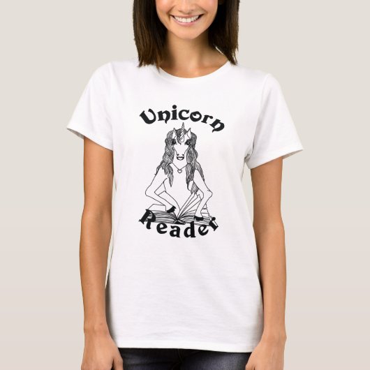 Unicorn Reader Basic Women's Tee – ブラックロゴ Tシャツ (正面)